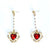 Vintage Pearl Red Crystal Heart Drop Earrings