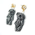 Black & White Checkered Teddy Bear Earrings