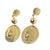 Gold Coin Drop Beaded Earrings