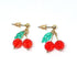 Red Beaded Cherry Dangle Earrings