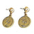 Gold Majesty Queen Coin Pearl Drop Earrings