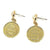 Gold Majesty Queen Coin Pearl Drop Earrings